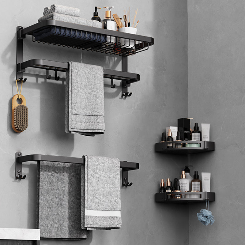 Minimalistic Black Bathroom Accessory Kit Paper Holder Towel Bar Bath Hardware Set