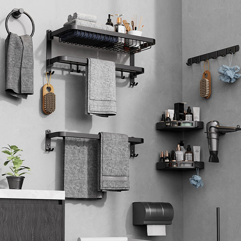 Minimalistic Black Bathroom Accessory Kit Paper Holder Towel Bar Bath Hardware Set