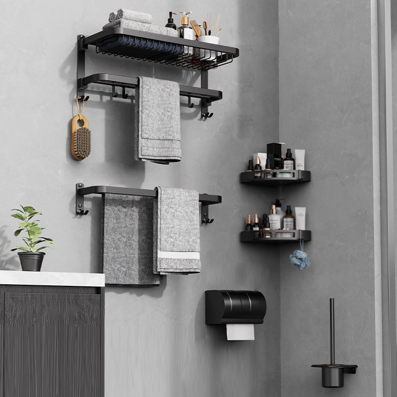 Minimalistic Black Bathroom Accessory Kit Paper Holder Towel Bar Bath Hardware Set