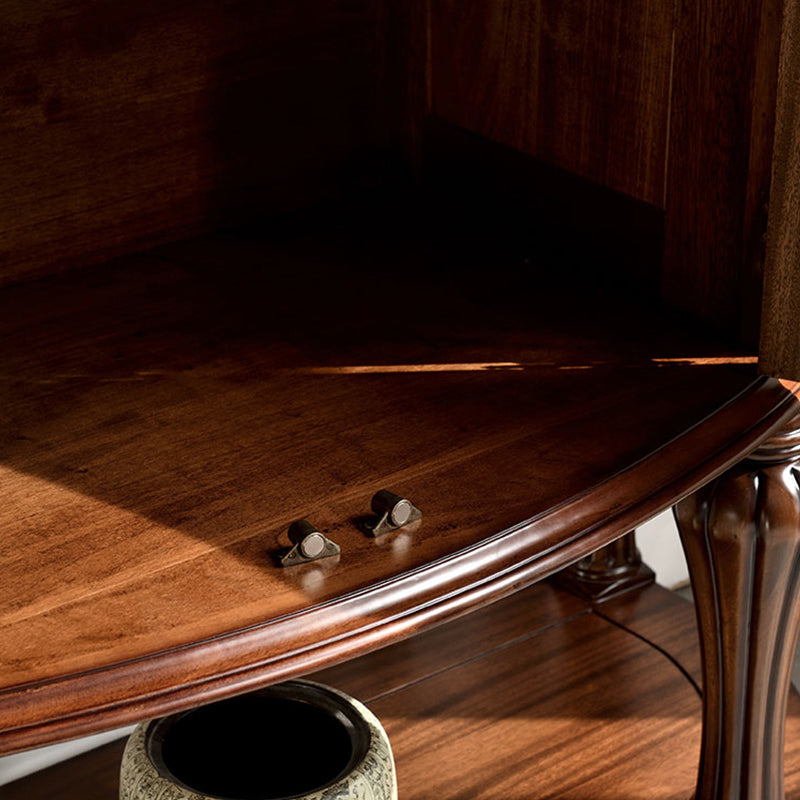 Half Moon Shape Contemporary Console Table Brown Wood Console Sofa Table