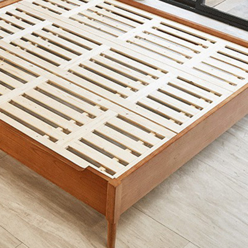 Tropical Standard Bed Solid Wood Solid Color Panel Bed with Headboard