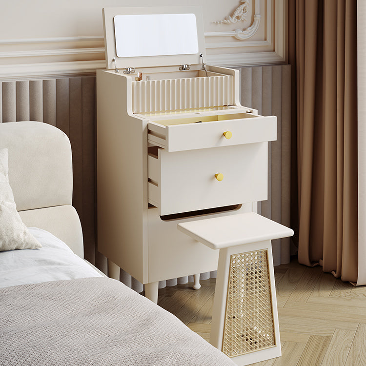Contemporary Solid Wood Dressing Table Stool Set 2 Drawer Make-up Vanity