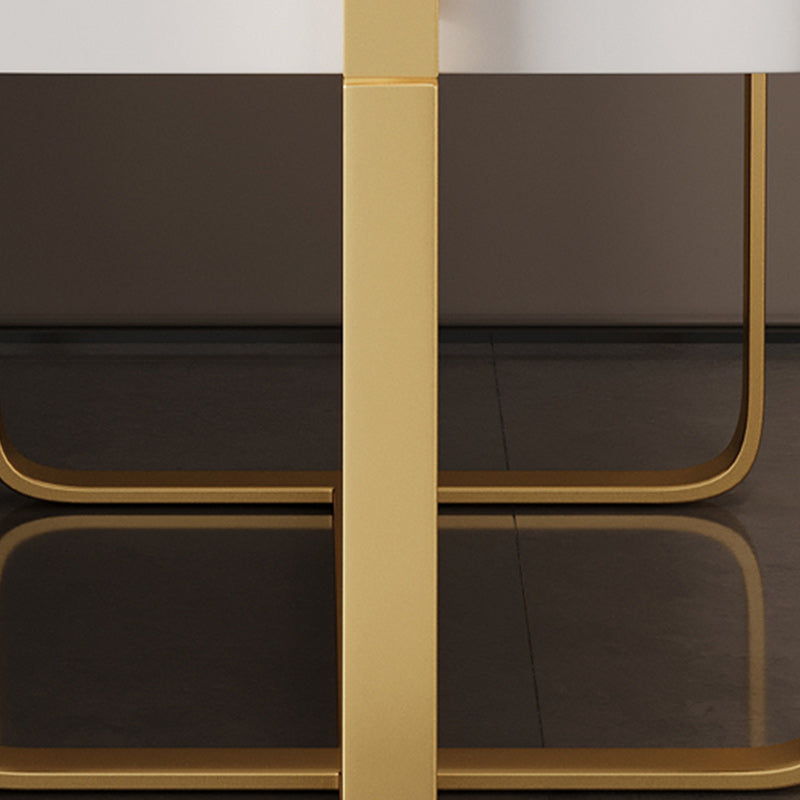 Cross Legs End Table 1-Drawer Tray Top Corner Table with Cabinet