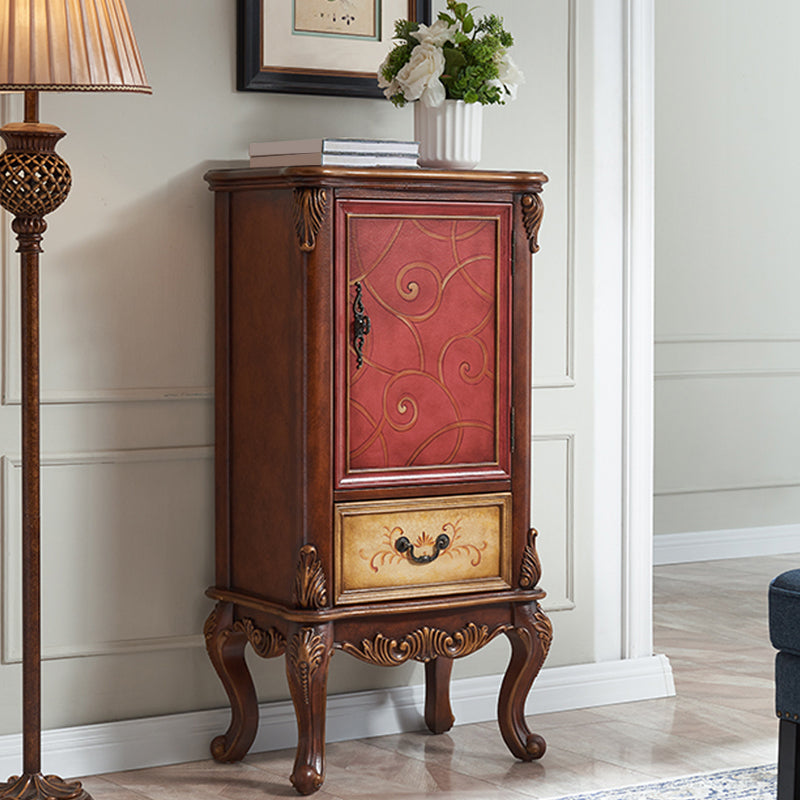 Mid-century Modern 1- Door Wooden Cabinet 1- Drawer Rectangle Accent Cabinet