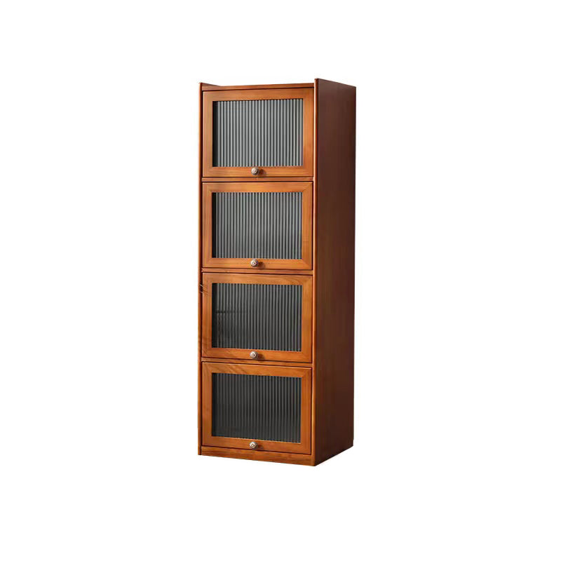 Mid-century Modern 4- Door Cabinet Rectangle Solid Wood Accent Cabinet