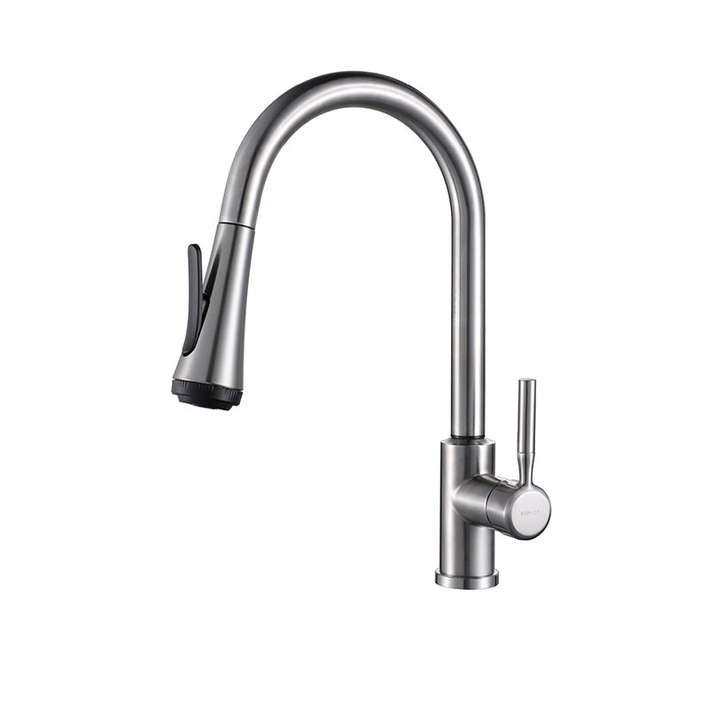 Touch Sensor Kitchen Bar Faucet Gooseneck Swivel Spout with Pull Down Sprayer