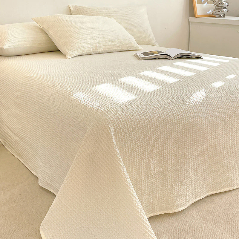 Waffle Bed Sheet Solid Cotton Fade Resistant Breathable Soft Bed Sheet Set