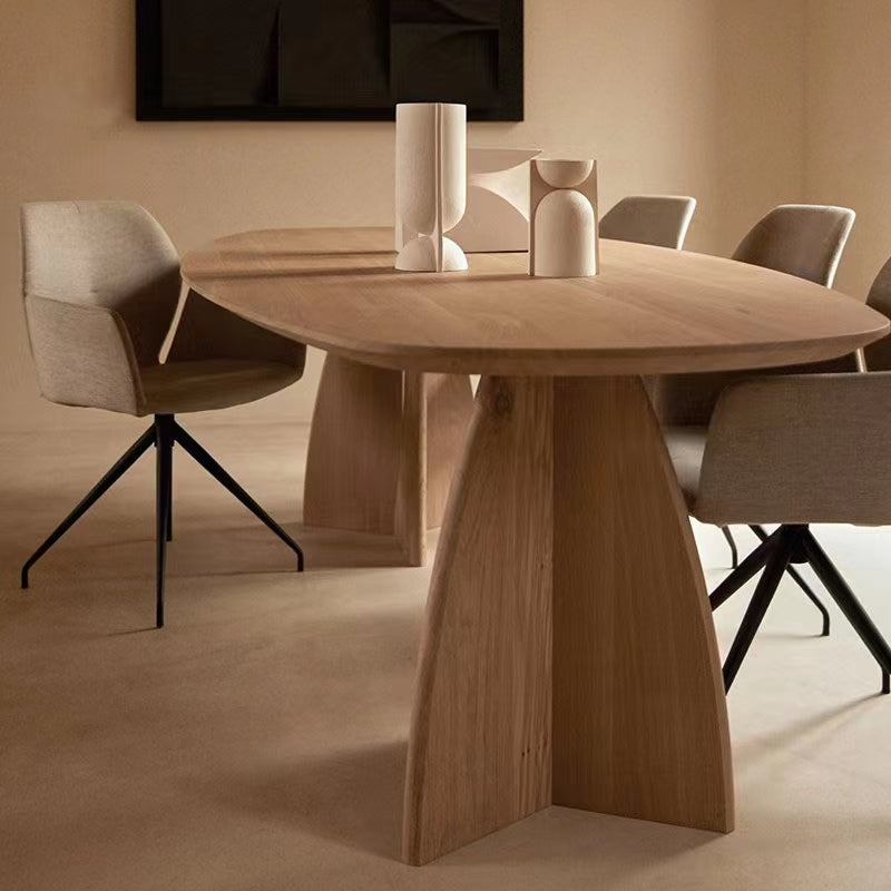 Pine Solid Wood Dining Table Double Pedestal Table for Kitchen