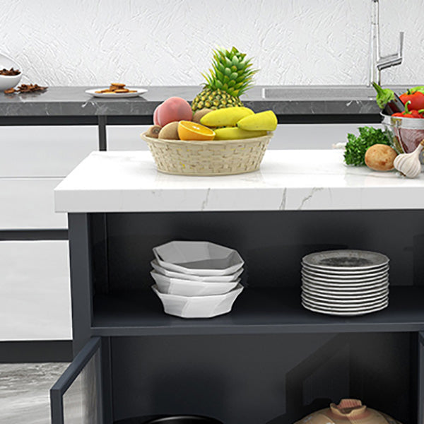 Modern Dining Room Prep Table Rectangular Marble Kitchen Trolley