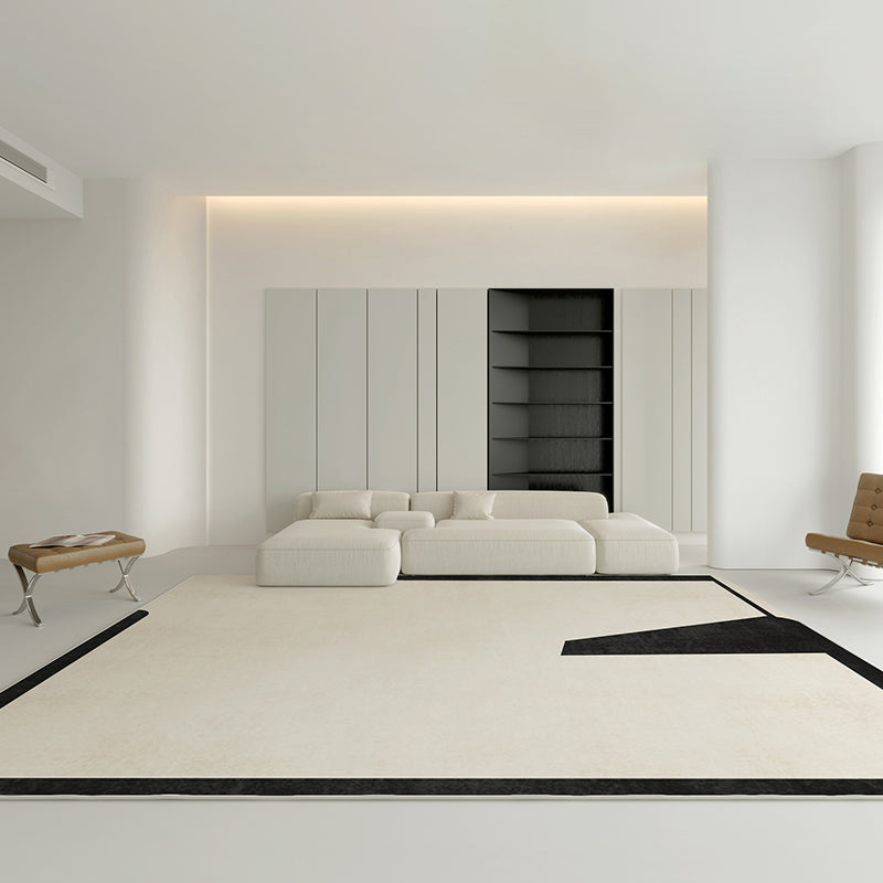 Simplicity Rug Beige Polyester Carpet Stain Resistant Rug for Living Room