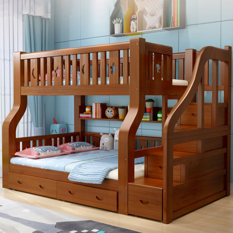 Solid Wood Standard Bunk Bed Gender Neutral Kids Bed with Drawers and Mattress