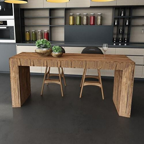 Modern Style Bar Dining Table Rectangle Solid Wood Bar Table for Kitchen