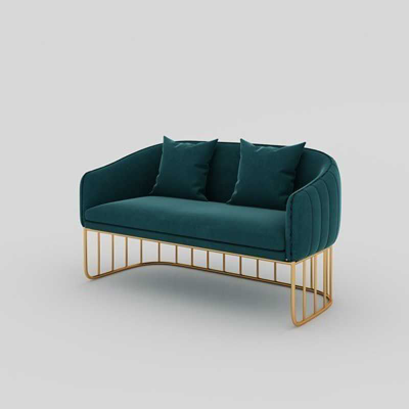 Scandinavian Solid Color Velvet Sofa 25.59" Wide Sloped Arm Sofa