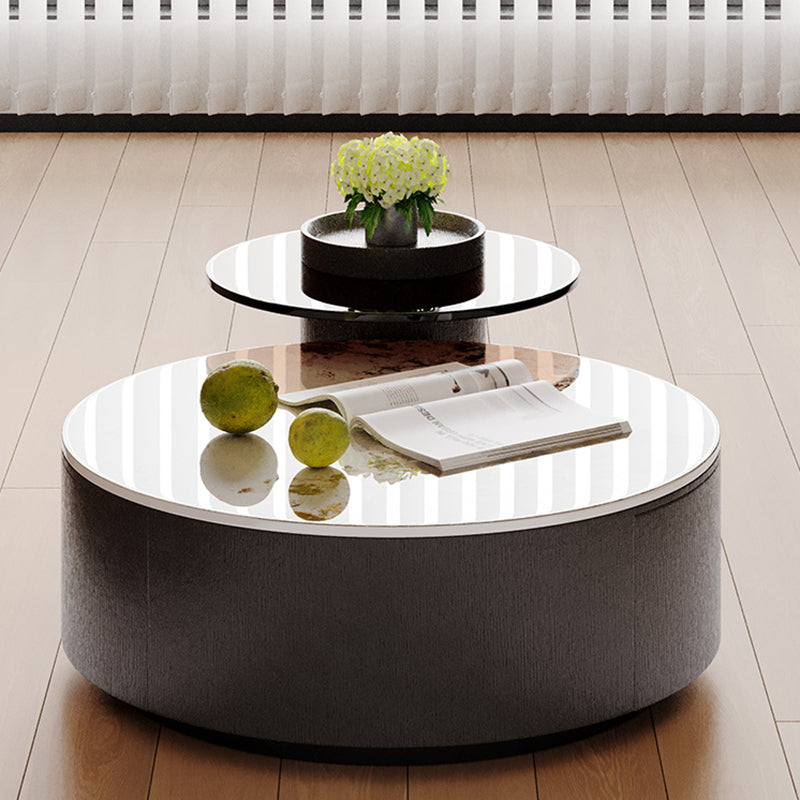 Slate Nesting Coffee Table Set Pedestal Cocktail Table with Drawers