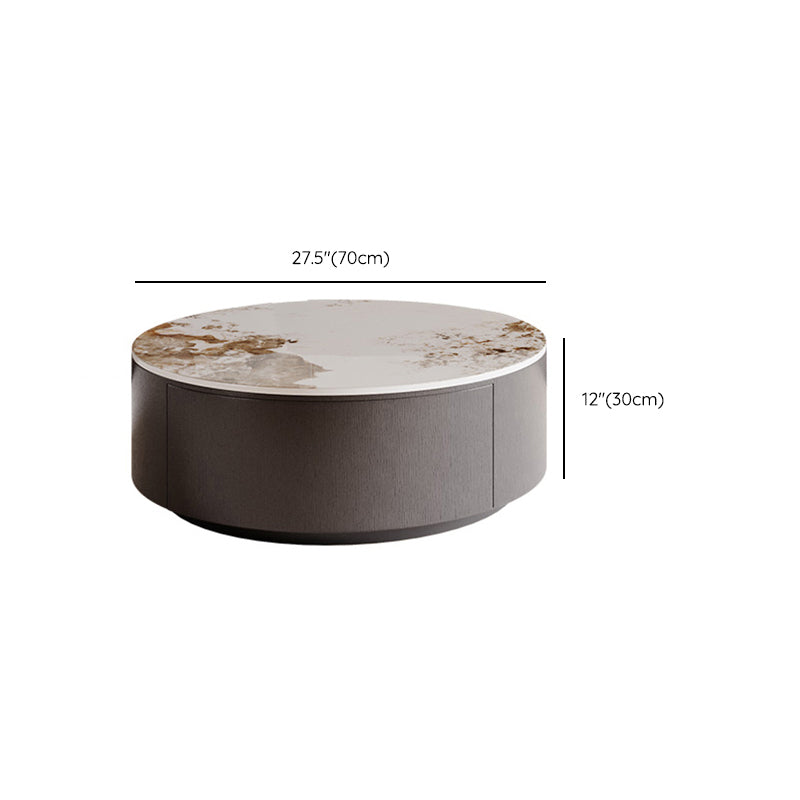 Slate Nesting Coffee Table Set Pedestal Cocktail Table with Drawers