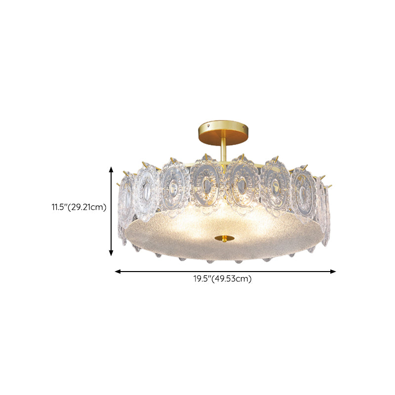 Modern Metal Flush Mount Circle Shape Ceiling Light with Glass Shade for Living Room