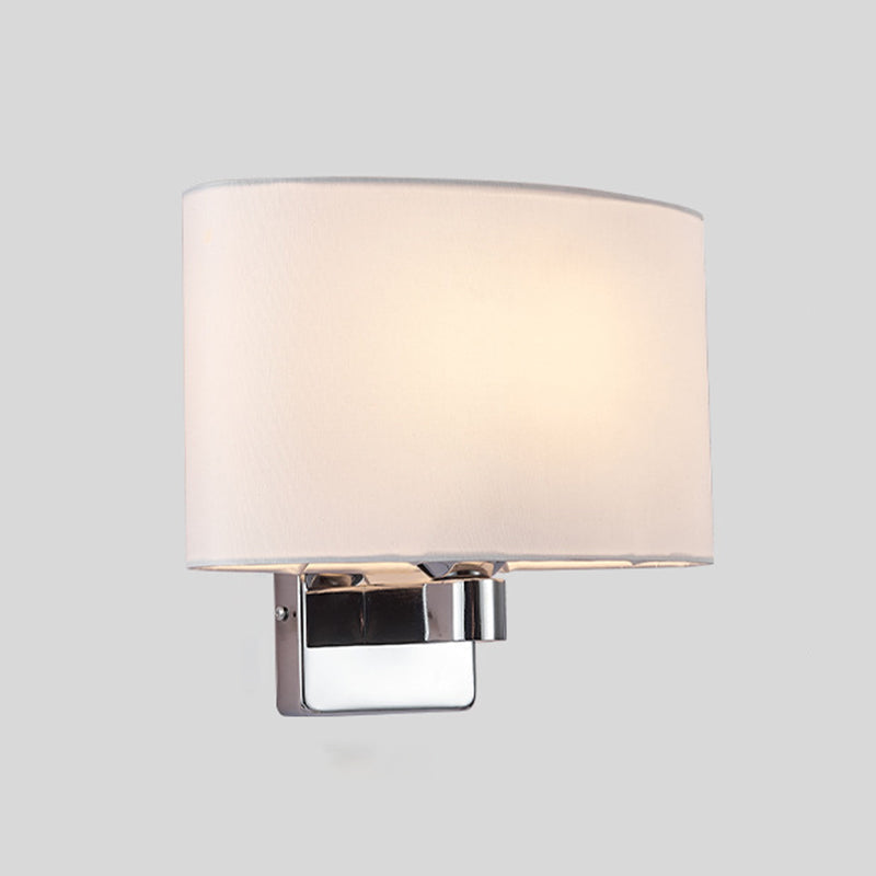 Modern Metal Wall Sconce Oval Shape Wall Light with Fabric Shade for Study