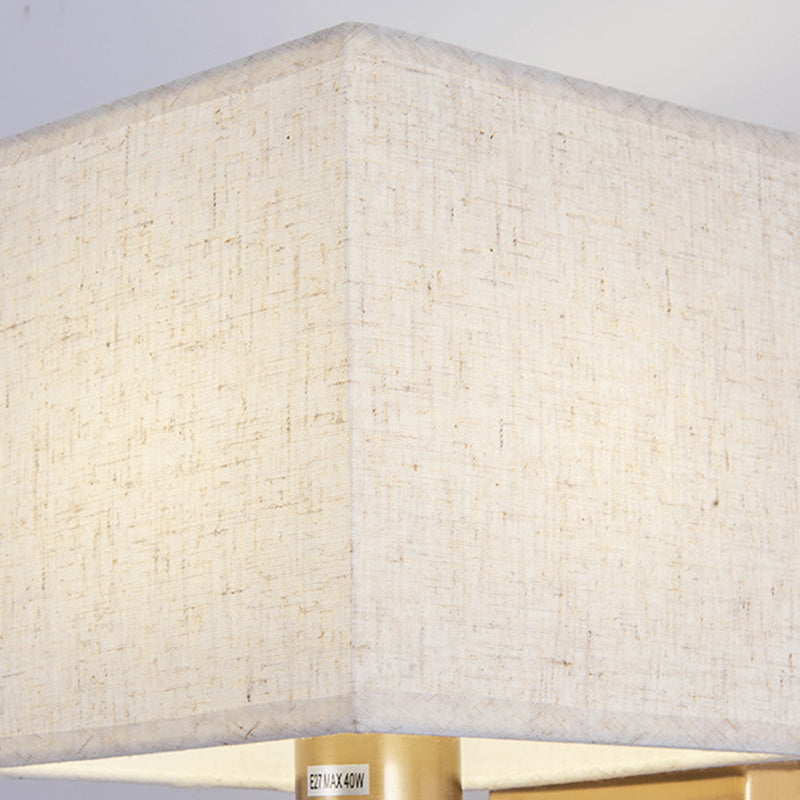 Modern Metal Adjustable Wall Sconce Square Shape Wall Light with Fabric Shade for Study