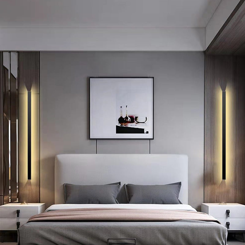 1 Light Linear Wall Mounted Lamp Simplicity Metal Wall Lighting Idea in Black