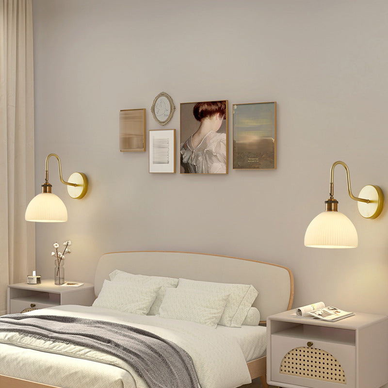 Dome Shape Glass Vanity Lamp Modern Style 1 Light Vanity Light Fixture in Gold