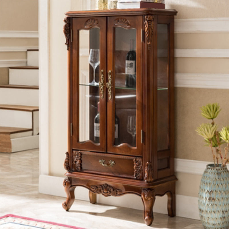 Traditional Glass Doors Curio Cabinet Birch Storage Cabinet for Home