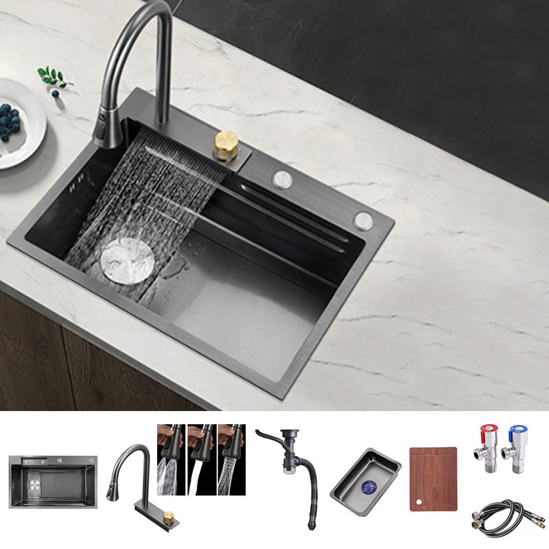 Modern Workstation Ledge Stainless Steel with Basket Strainer and Faucet Kitchen Sink