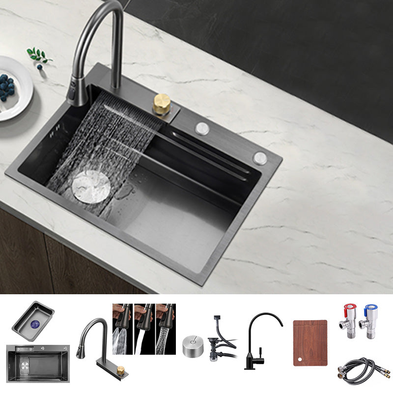 Modern Workstation Ledge Stainless Steel with Basket Strainer and Faucet Kitchen Sink