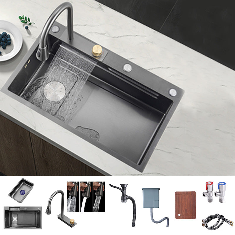 Modern Workstation Ledge Stainless Steel with Basket Strainer and Faucet Kitchen Sink