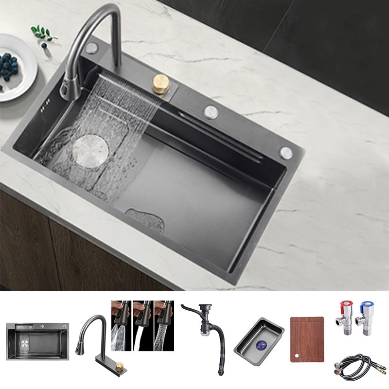 Modern Workstation Ledge Stainless Steel with Basket Strainer and Faucet Kitchen Sink