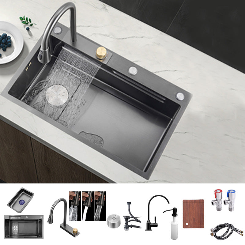 Modern Workstation Ledge Stainless Steel with Basket Strainer and Faucet Kitchen Sink