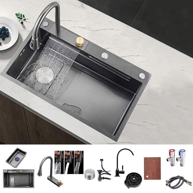 Modern Workstation Ledge Stainless Steel with Basket Strainer and Faucet Kitchen Sink