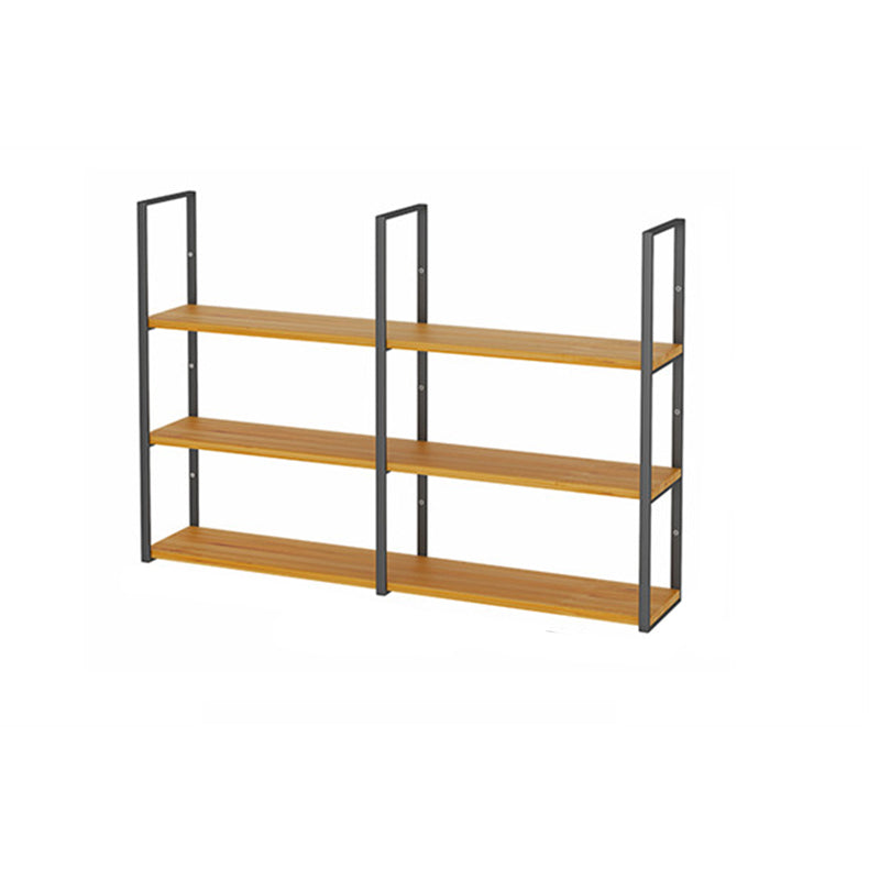 Contemporary Wooden Bookshelf Closed Back Floating Natural Bookcase