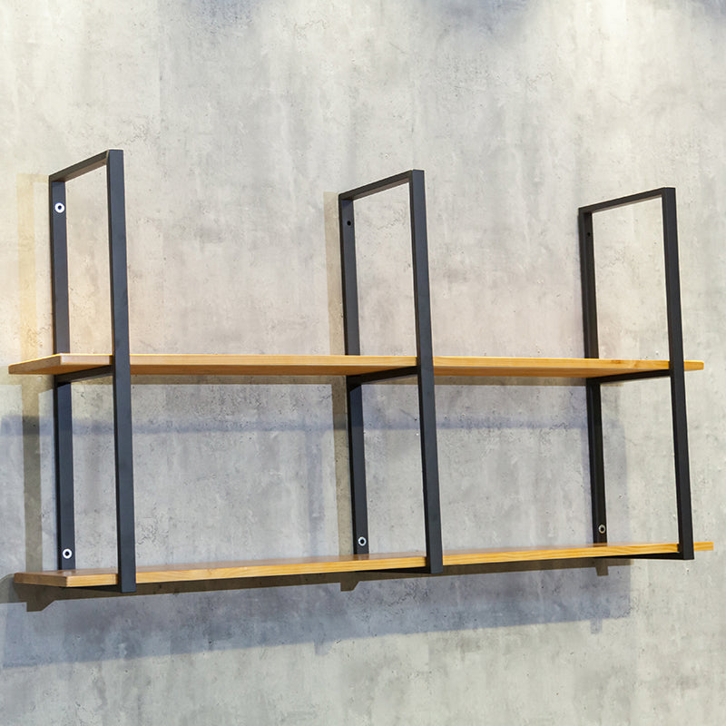 Contemporary Wooden Bookshelf Closed Back Floating Natural Bookcase