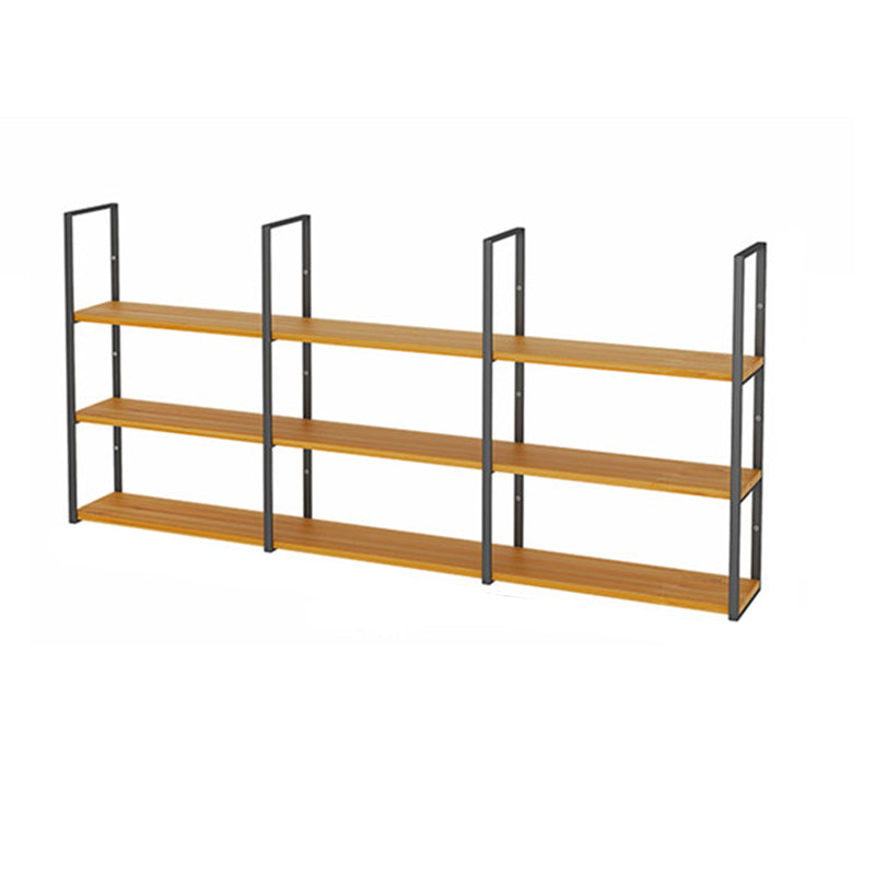 Contemporary Wooden Bookshelf Closed Back Floating Natural Bookcase