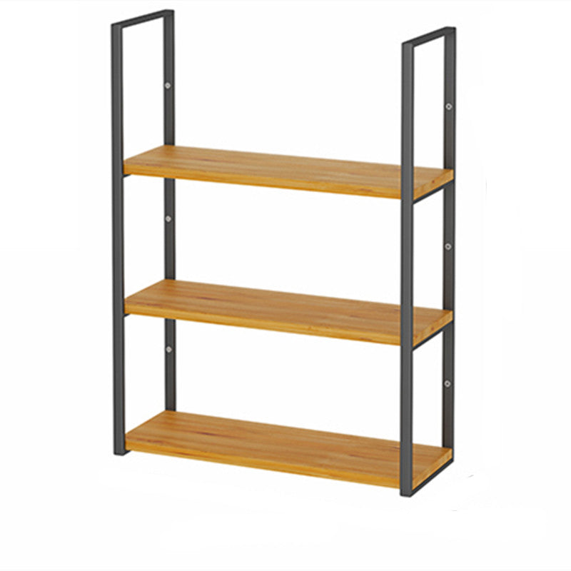 Contemporary Wooden Bookshelf Closed Back Floating Natural Bookcase