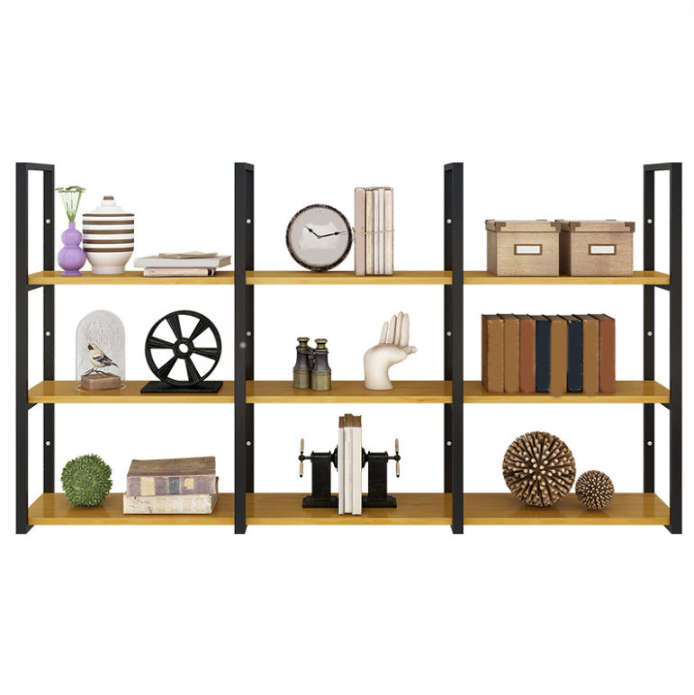 Contemporary Wooden Bookshelf Closed Back Floating Natural Bookcase