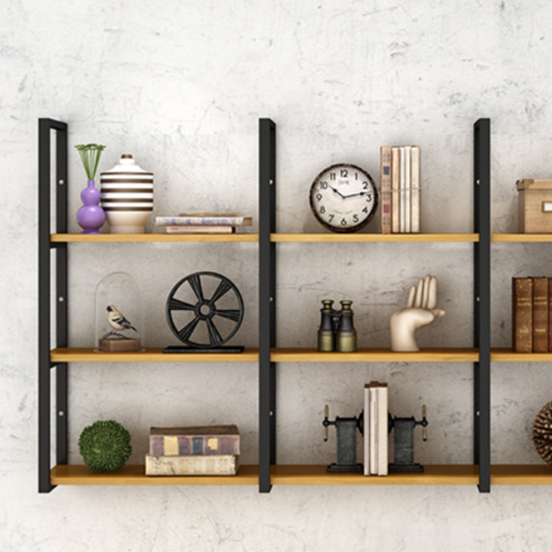 Contemporary Wooden Bookshelf Closed Back Floating Natural Bookcase