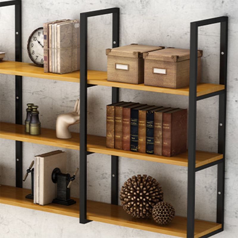 Contemporary Wooden Bookshelf Closed Back Floating Natural Bookcase