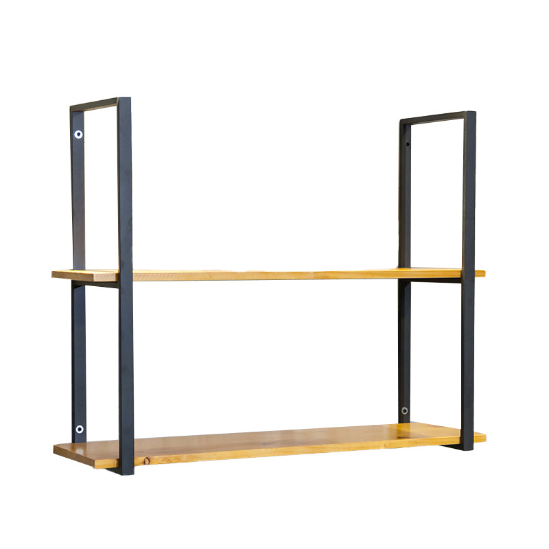 Contemporary Wooden Bookshelf Closed Back Floating Natural Bookcase