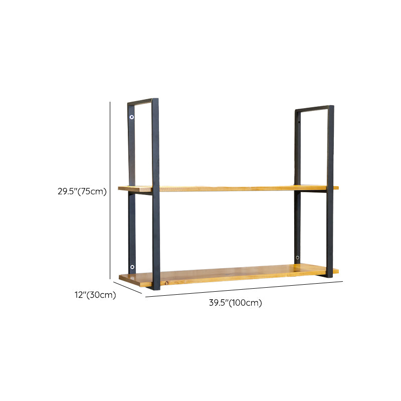 Contemporary Wooden Bookshelf Closed Back Floating Natural Bookcase