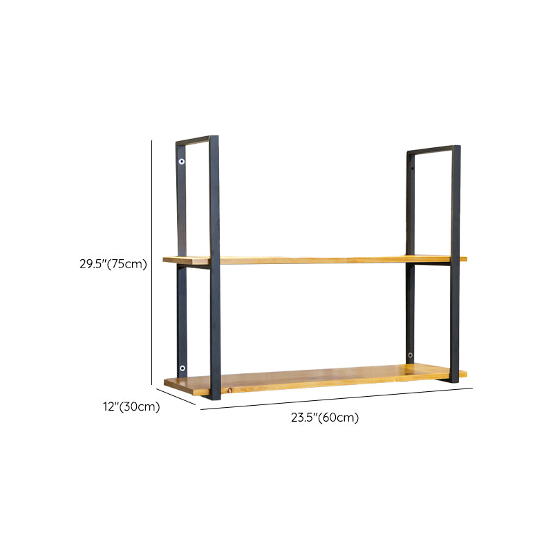 Contemporary Wooden Bookshelf Closed Back Floating Natural Bookcase