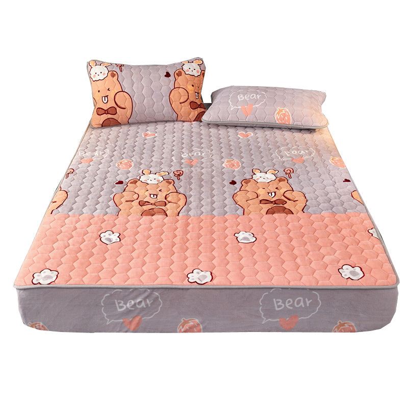 Modern Bed Sheet Set Elegant Print Flannel Fitted Sheet for Bedroom