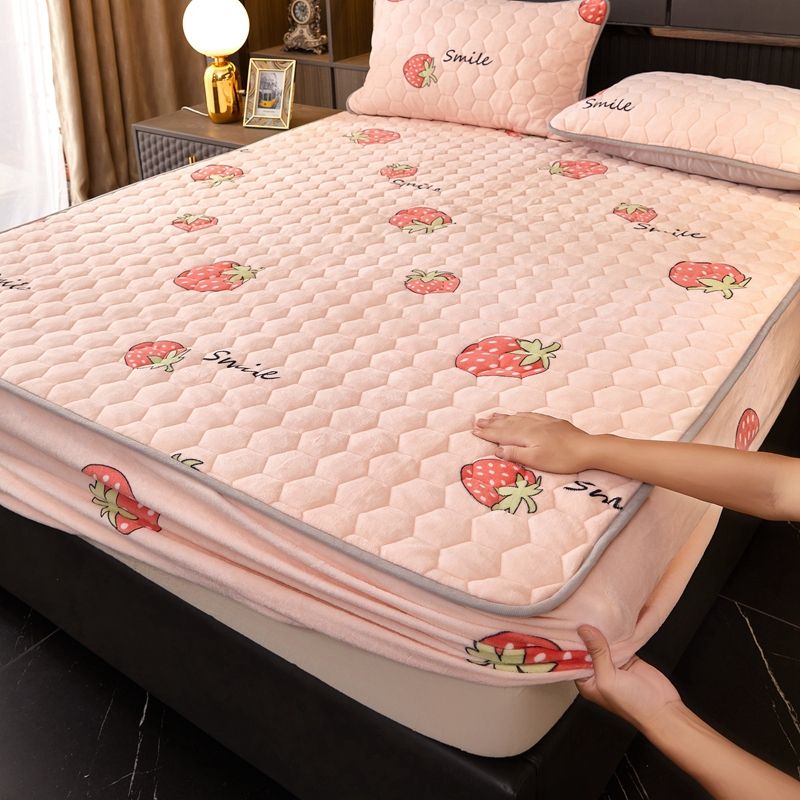 Modern Bed Sheet Set Elegant Print Flannel Fitted Sheet for Bedroom