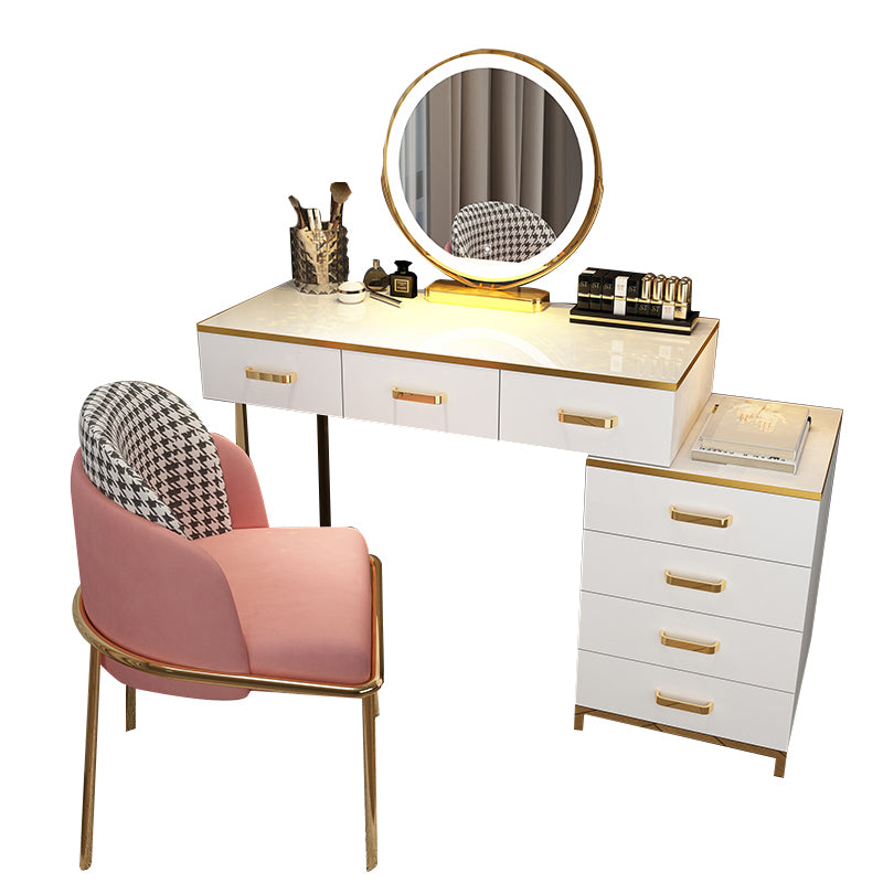 Modern Dressing Table Bedroom Stone Lighted Mirror Make-up Vanity