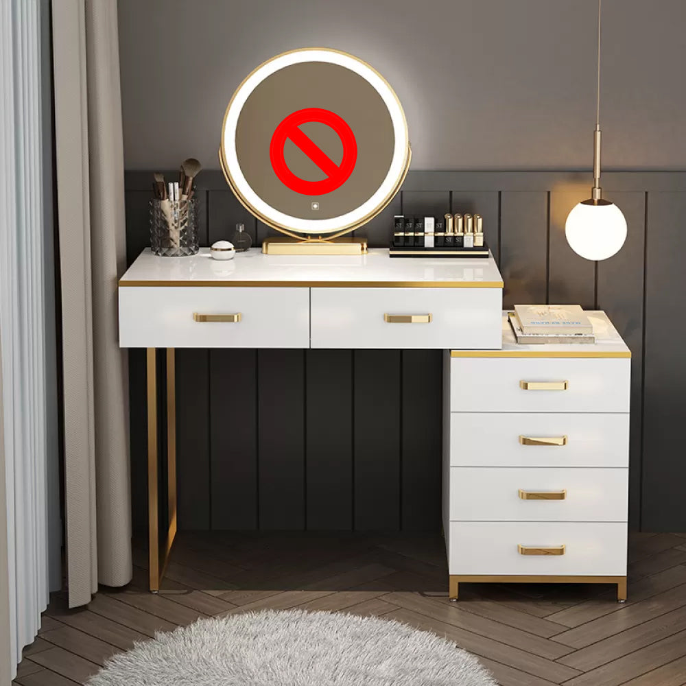 Modern Dressing Table Bedroom Stone Lighted Mirror Make-up Vanity