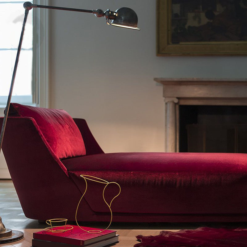 Scandinavian Upholstered Chaise Lounge Couch Armless Chaise Lounge Chair in Apple Red