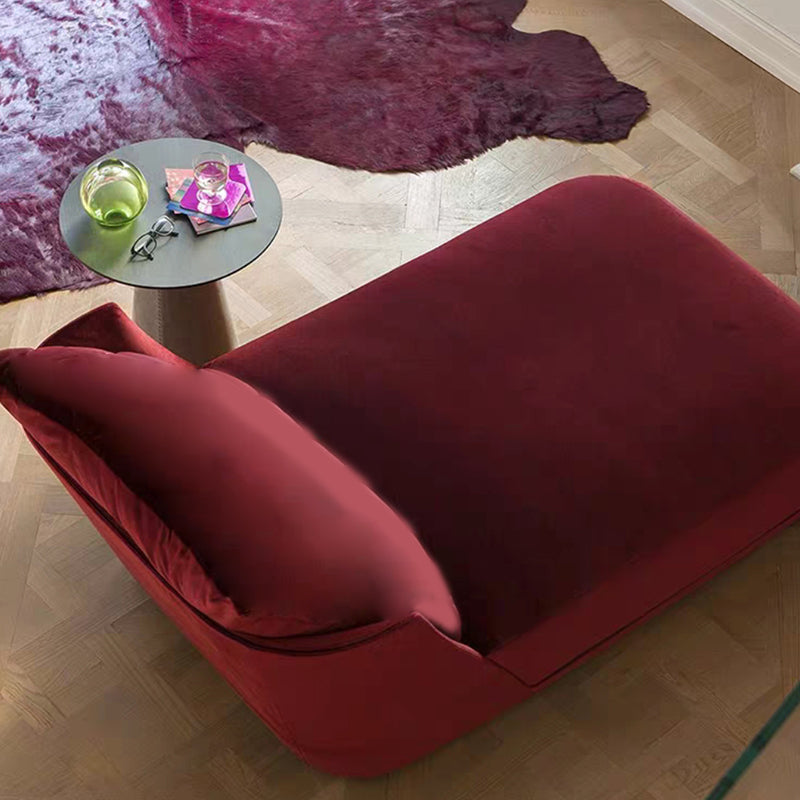 Scandinavian Upholstered Chaise Lounge Couch Armless Chaise Lounge Chair in Apple Red