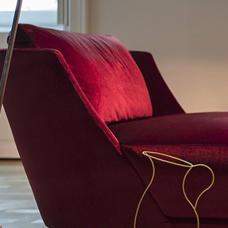 Scandinavian Upholstered Chaise Lounge Couch Armless Chaise Lounge Chair in Apple Red