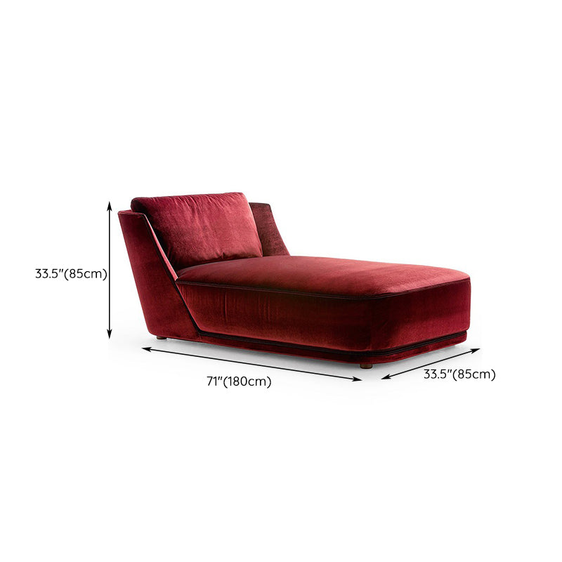 Scandinavian Upholstered Chaise Lounge Couch Armless Chaise Lounge Chair in Apple Red