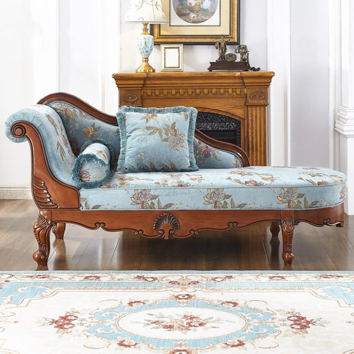 French Country Upholstered Chaise Lounge Couch Rolled Arms Chaise Lounge Chair
